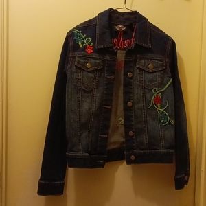 Harley Davidson embroidered jean jacket size small
